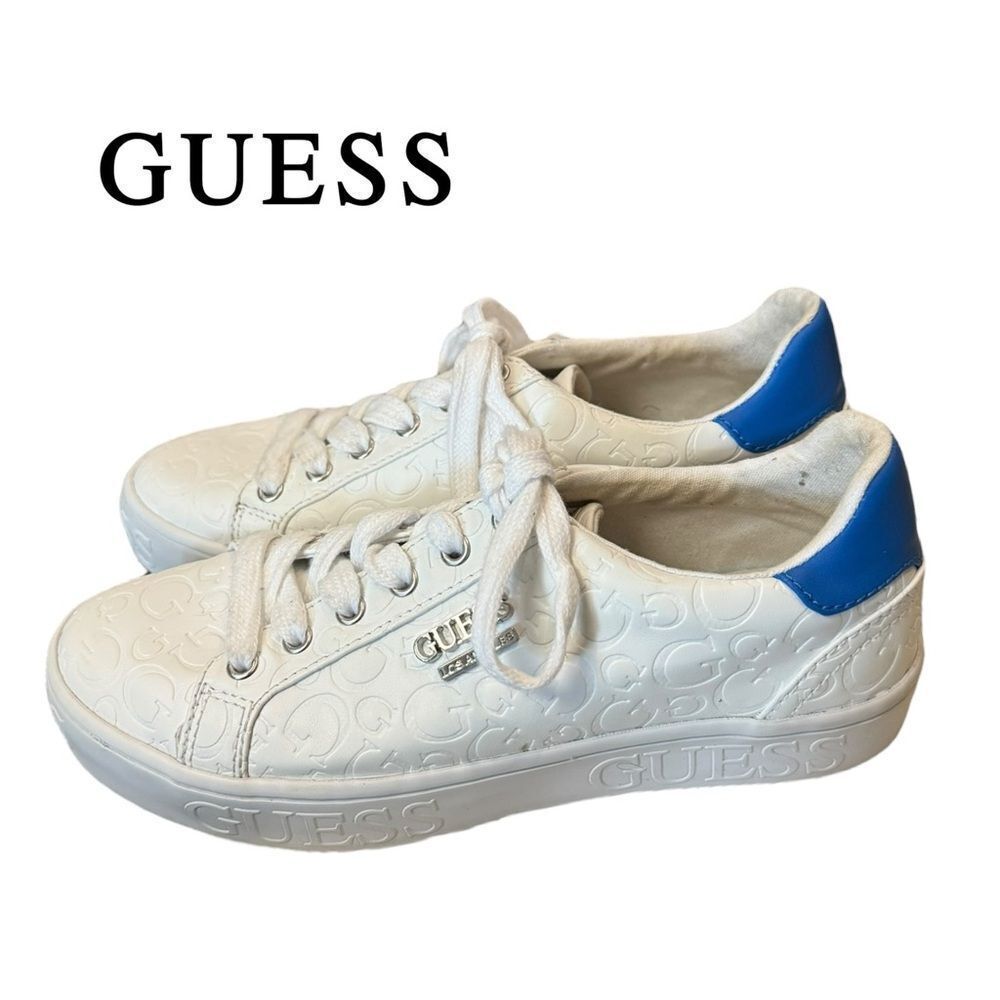 GUESS Los Angeles A Buzz Women's White Blue Lace Sneakers 6